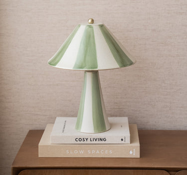 Table Lamp Lino Ceramic Stripes Green - Things I Like Things I Love
