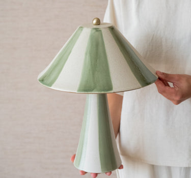 Table Lamp Lino Ceramic Stripes Green - Things I Like Things I Love