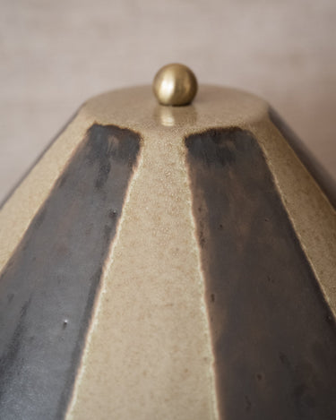Table Lamp Lino Striped Ceramic Brown - Things I Like Things I Love