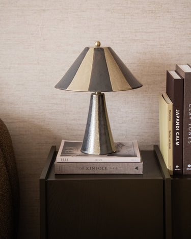 Table Lamp Lino Striped Ceramic Brown - Things I Like Things I Love