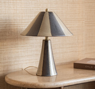 Table Lamp Lino Striped Ceramic Brown - Things I Like Things I Love