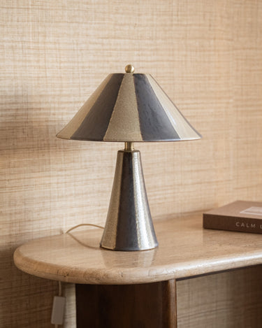 Table Lamp Lino Striped Ceramic Brown - Things I Like Things I Love