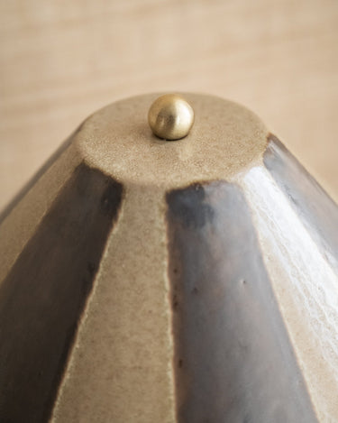 Table Lamp Lino Striped Ceramic Brown - Things I Like Things I Love