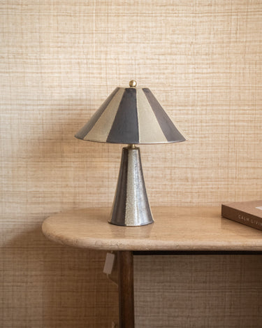 Table Lamp Lino Striped Ceramic Brown - Things I Like Things I Love