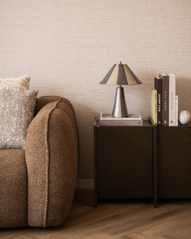 Table Lamp Lino Striped Ceramic Brown - Things I Like Things I Love