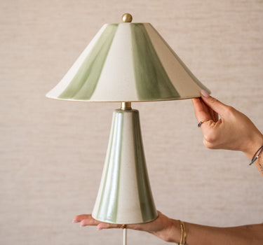 Table Lamp Lino Stripes Ceramic Green - Things I Like Things I Love