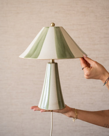 Table Lamp Lino Stripes Ceramic Green - Things I Like Things I Love