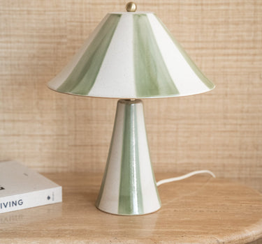 Table Lamp Lino Stripes Ceramic Green - Things I Like Things I Love
