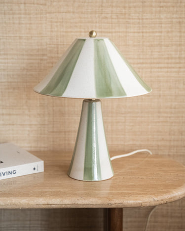 Table Lamp Lino Stripes Ceramic Green - Things I Like Things I Love