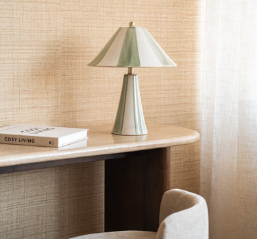 Table Lamp Lino Stripes Ceramic Green - Things I Like Things I Love