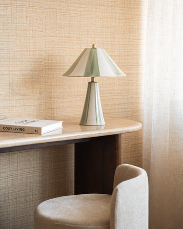 Table Lamp Lino Stripes Ceramic Green - Things I Like Things I Love