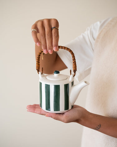 Tea Pot Mykonos Green Stripe - Things I Like Things I Love