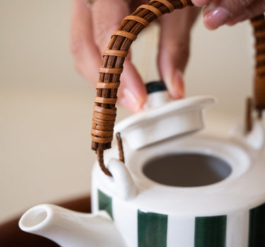 Tea Pot Mykonos Green Stripe - Things I Like Things I Love