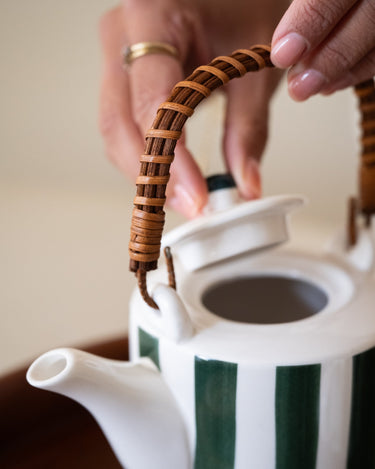 Tea Pot Mykonos Green Stripe - Things I Like Things I Love