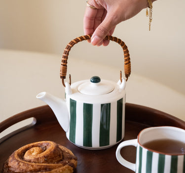 Tea Pot Mykonos Green Stripe - Things I Like Things I Love