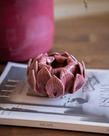 Tealight Holder Petals Burgundy - Things I Like Things I Love