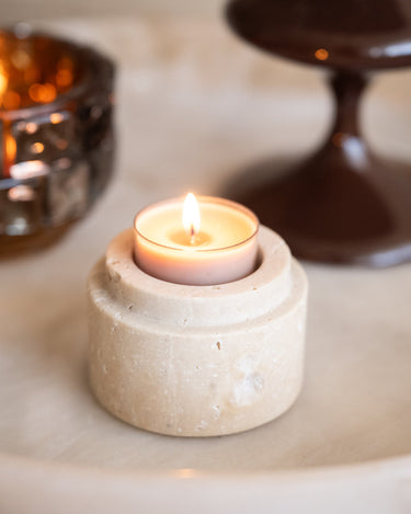 Tealight Holder Travertine Natural - Things I Like Things I Love