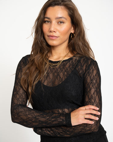 Tessy O - Neck Lace Top Black - Things I Like Things I Love