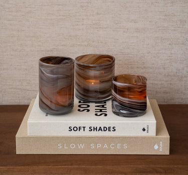 Theelichthouder Marmer Glas Bruin - Things I Like Things I Love