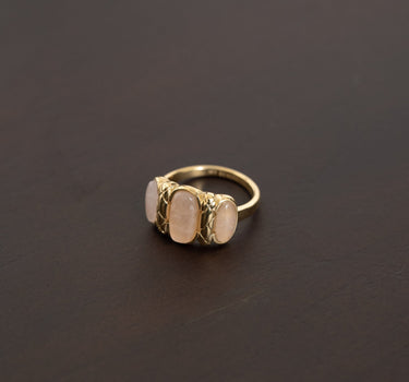 Three Rose Quartz Ring Gold - Things I Like Things I Love