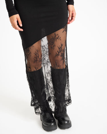 Tika Long Assymetric Lace Black - Things I Like Things I Love
