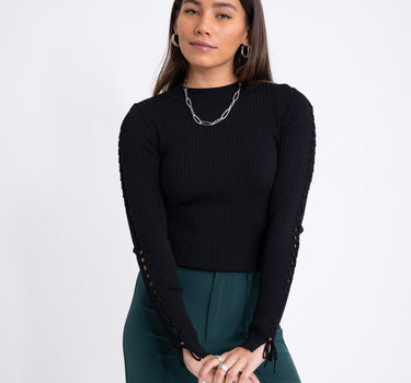 Tikka Tie Knit Pullover Black - Things I Like Things I Love