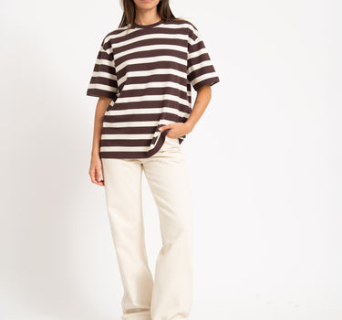 TILTIL Thick Striped Luc Tee Brown