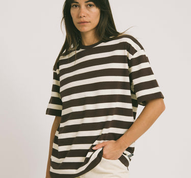 TILTIL Thick Striped Luc Tee Brown