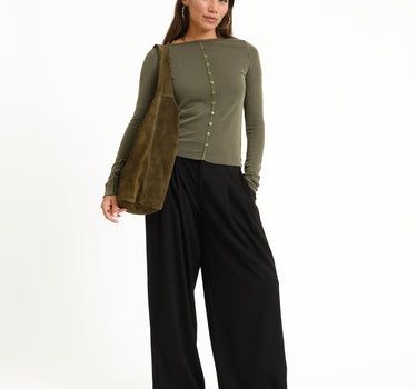 TILTIL Striped Fonna Button Longsleeve Donkergroen