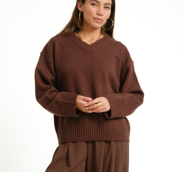 TILTIL Percy V-Neck Pullover Brown