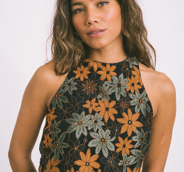 TILTIL Ai - vi Crop Top Black Lace Orange Green - Things I Like Things I Love