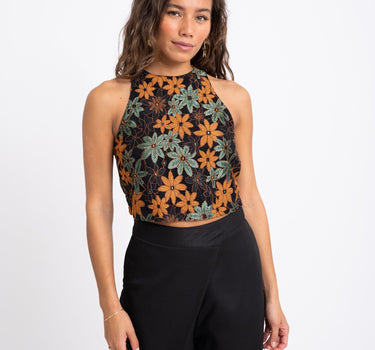 TILTIL Ai - vi Crop Top Black Lace Orange Green - Things I Like Things I Love