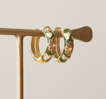 TILTIL Artsy Hoop Earrings Gold Green - Things I Like Things I Love