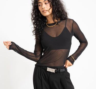 TILTIL Asya Basic Mesh Top Zwart - Things I Like Things I Love
