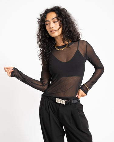 TILTIL Asya Basic Mesh Top Zwart - Things I Like Things I Love