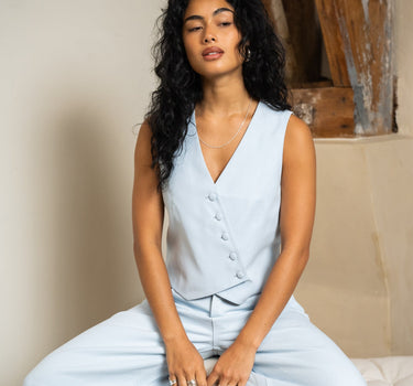 TILTIL Asym Viscose Gilet Light Blue - Things I Like Things I Love