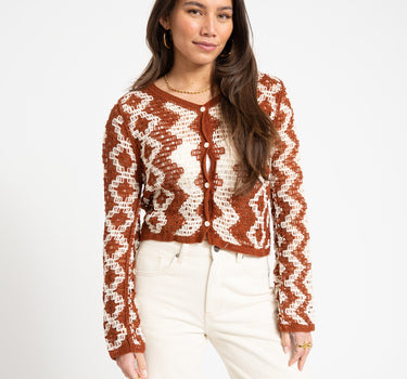 TILTIL Bente Crochet Vest Rust White One Size - Things I Like Things I Love