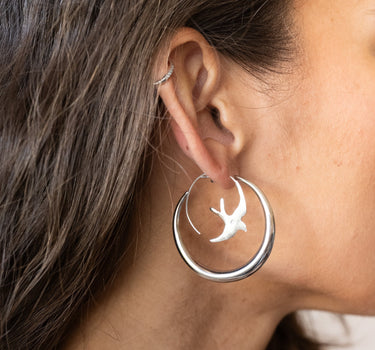 TILTIL Bird Hoop Earrings Silver - Things I Like Things I Love