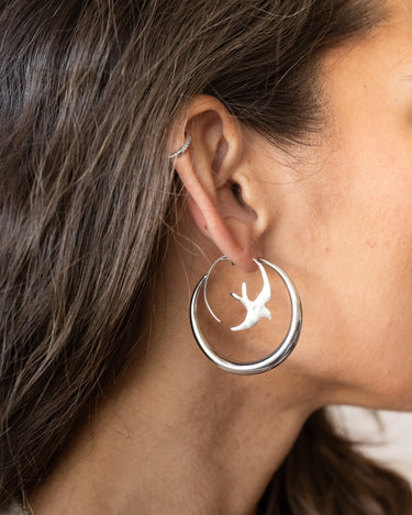 TILTIL Bird Hoop Earrings Silver - Things I Like Things I Love