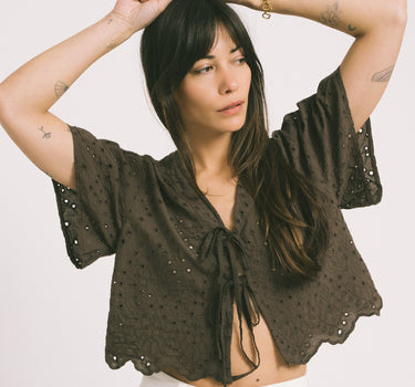 TILTIL Birke Top Embroidery Brown - Things I Like Things I Love