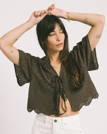 TILTIL Birke Top Embroidery Brown - Things I Like Things I Love