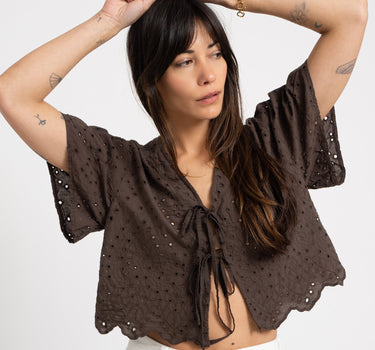 TILTIL Birke Top Embroidery Brown - Things I Like Things I Love