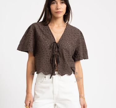 TILTIL Birke Top Embroidery Brown - Things I Like Things I Love