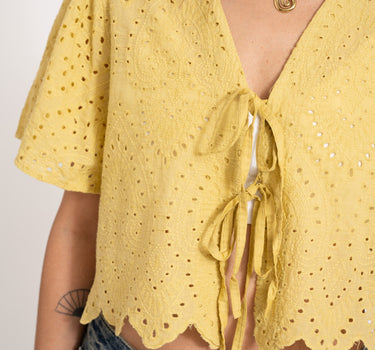 TILTIL Birke Top Embroidery Butter Yellow One Size - Things I Like Things I Love
