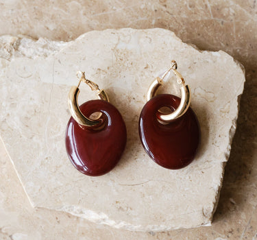 TILTIL Blaire Earrings Gold Bordeaux - Things I Like Things I Love