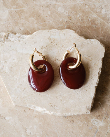 TILTIL Blaire Earrings Gold Bordeaux - Things I Like Things I Love