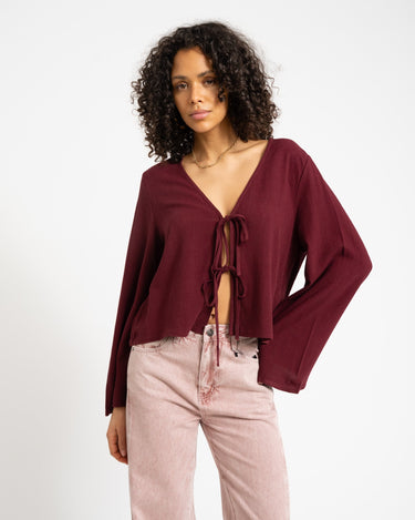 TILTIL Blaire Linen Blouse Bordeaux - Things I Like Things I Love