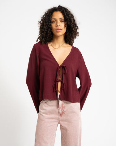 TILTIL Blaire Linen Blouse Bordeaux - Things I Like Things I Love