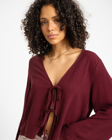 TILTIL Blaire Linen Blouse Bordeaux - Things I Like Things I Love