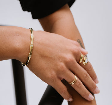 TILTIL Bracelet Bangle Strassy Bamboo Gold - Things I Like Things I Love
